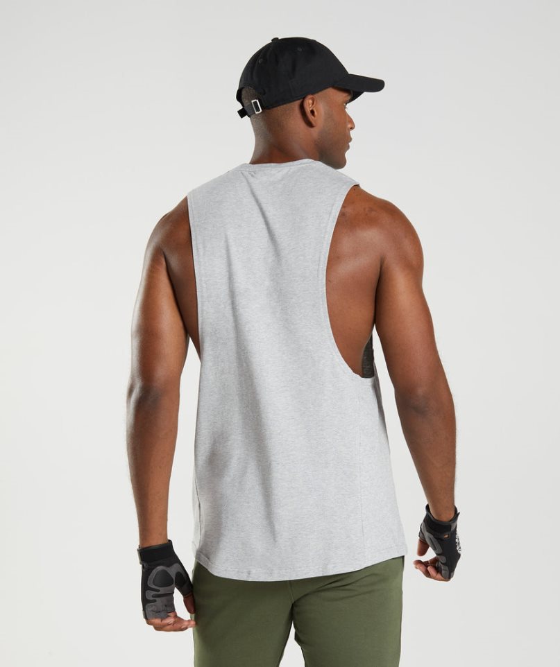 Men's Gymshark React Drop Arm Tanks Light Grey | NZ 3NHYDE